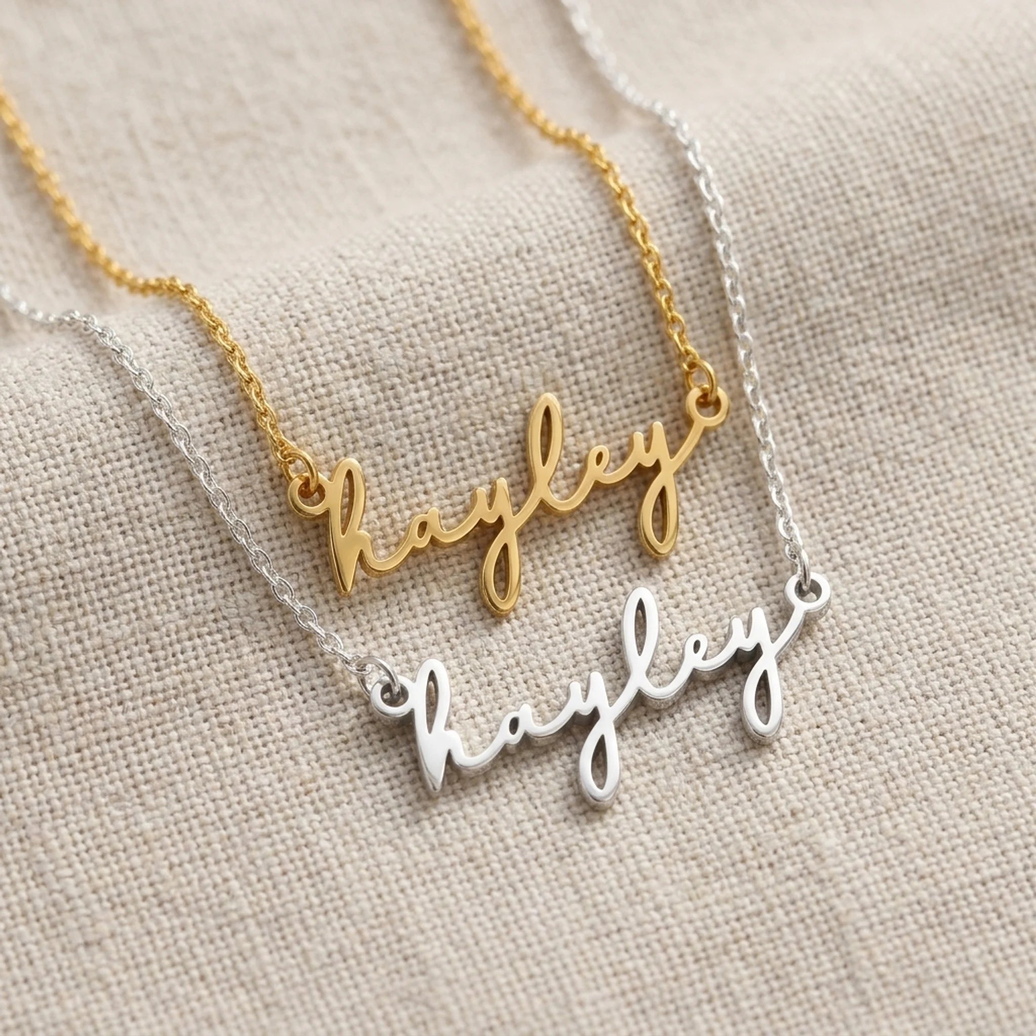 Hayley Name Necklace | 18ct Gold, Silver & Vermeil | Ready to Ship