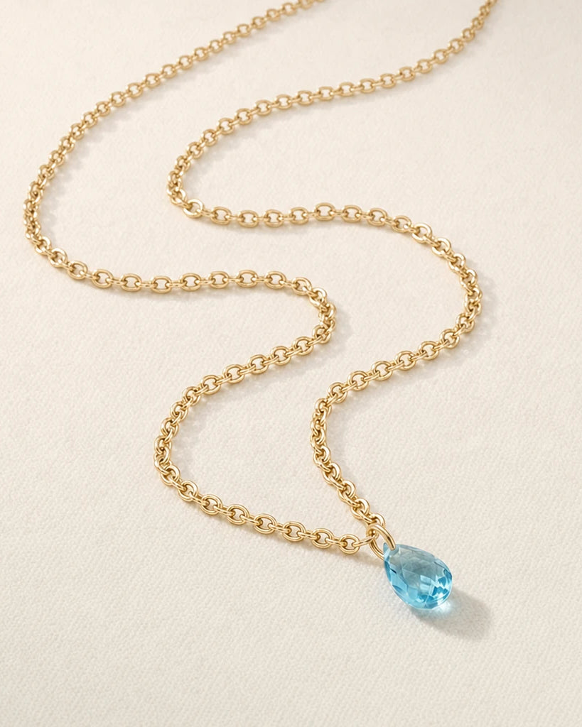 Birthstone Crystal Drop Necklace in Gold or Silver | HBD