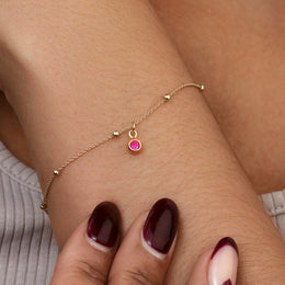 Birthstone Charm Bracelet in Gold or Silver – Customisable with All 12 Birthstones