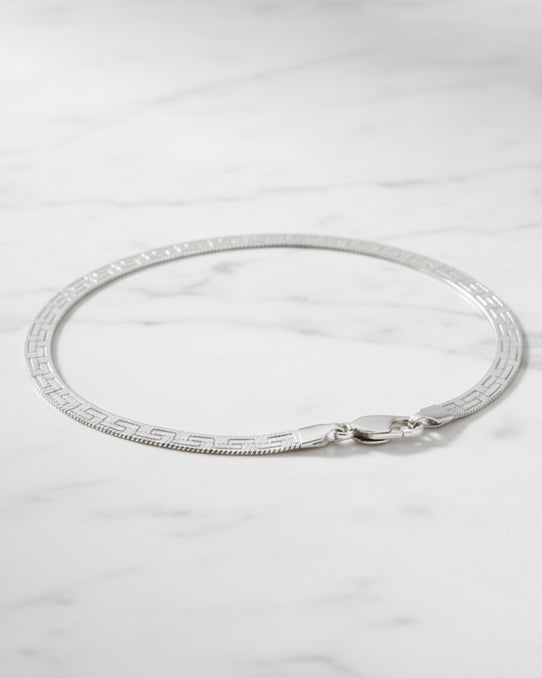 Bracelet Greek Key Herringbone Bracelet HBD Greek Key Herringbone Bracelet in Silver or Gold – 18.5cm