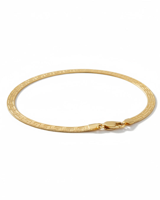 Bracelet Greek Key Herringbone Bracelet HBD Greek Key Herringbone Bracelet in Silver or Gold – 18.5cm