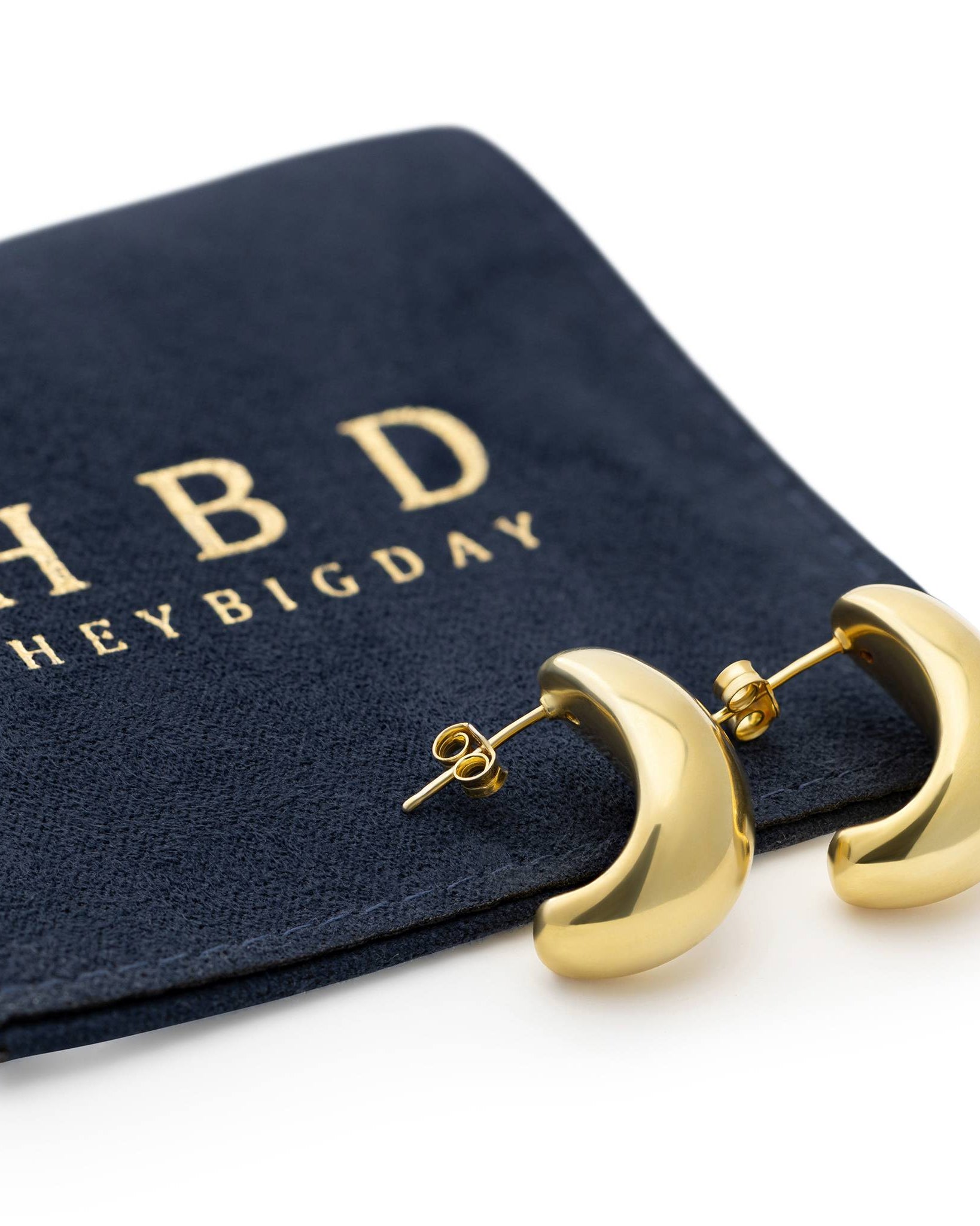 Earrings Crescent Hoop Earrings HBD Sterling Silver Crescent Hoop Earrings – Bold Chunky Statement Hoops for Women