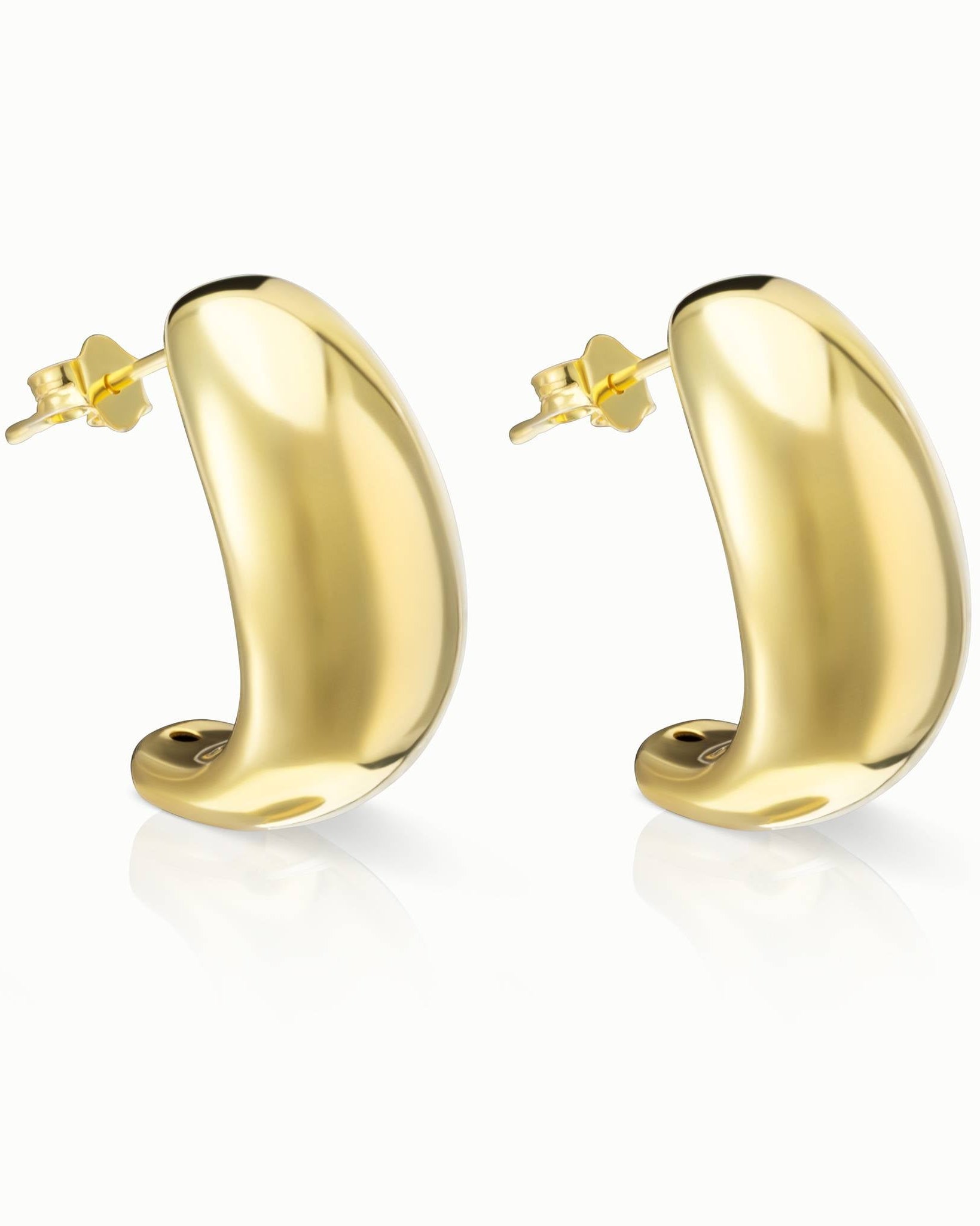 Earrings Crescent Hoop Earrings HBD Sterling Silver Crescent Hoop Earrings – Bold Chunky Statement Hoops for Women