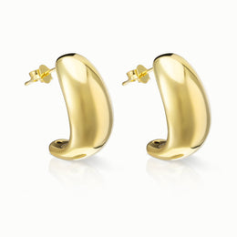 Sterling Silver Crescent Hoop Earrings – Bold Chunky Statement Hoops for Women