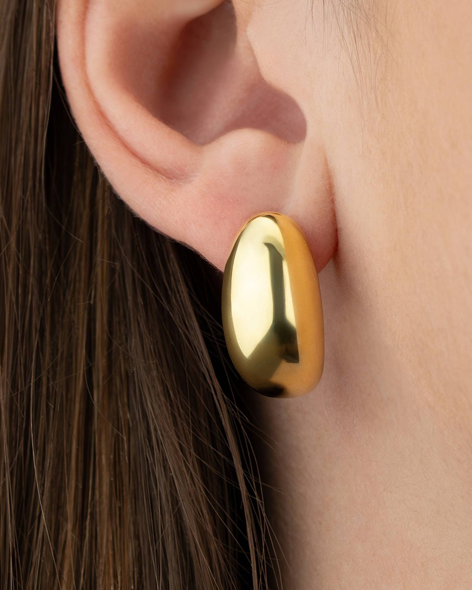 Earrings Crescent Hoop Earrings HBD Sterling Silver Crescent Hoop Earrings – Bold Chunky Statement Hoops for Women