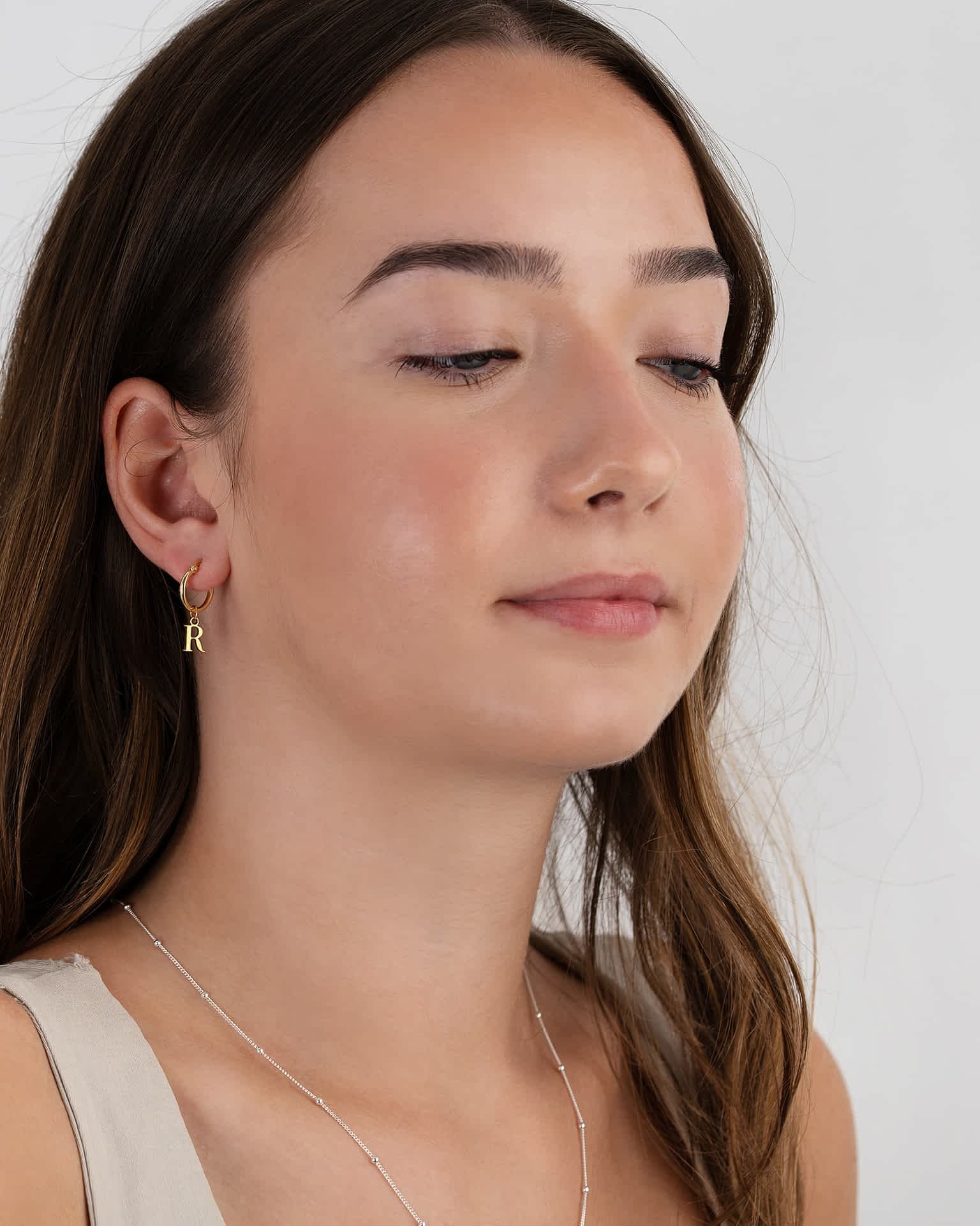 Earrings Initial Letter Drop Earrings HBD Personalised Initial Letter Drop Earrings in Gold or Silver – Custom Hoop Earrings