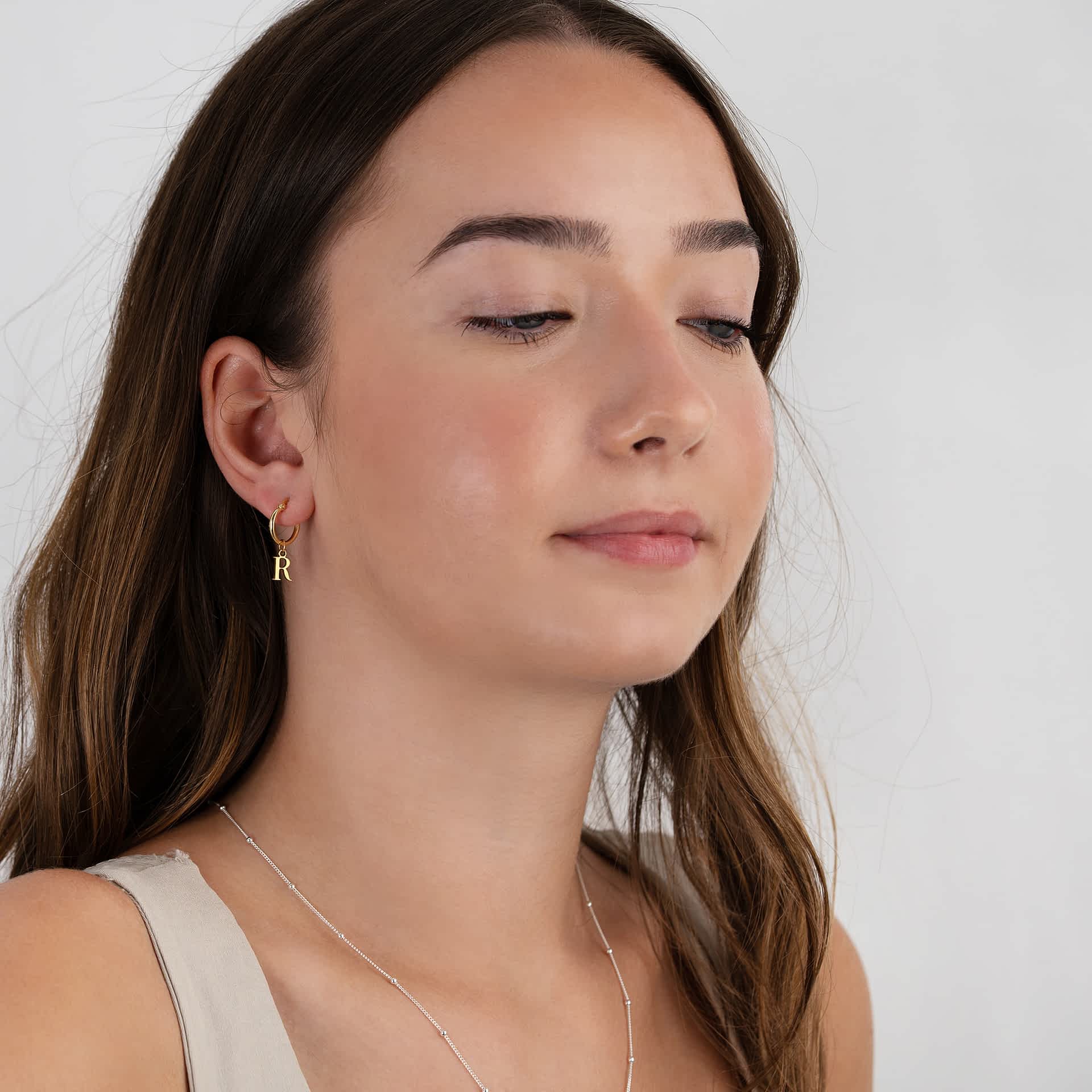 Earrings Initial Letter Drop Earrings HBD Personalised Initial Letter Drop Earrings in Gold or Silver – Custom Hoop Earrings