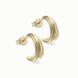 Graduated Line Trio Hoop Earrings – Modern Polished Hoops in Gold or Silver
