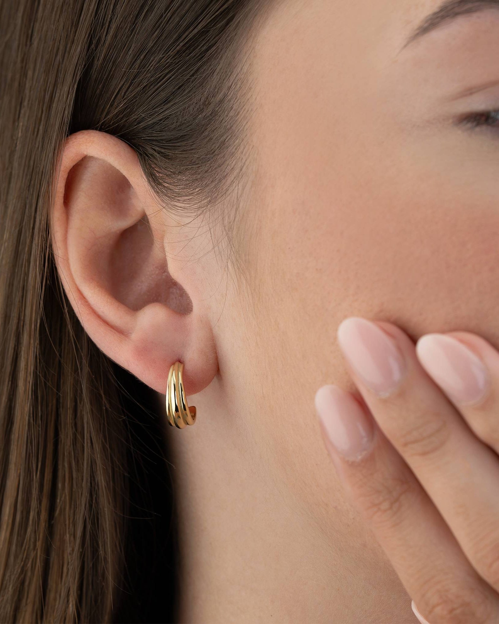 HeyBigDay Earrings Line Trio Hoop Stud Earrings