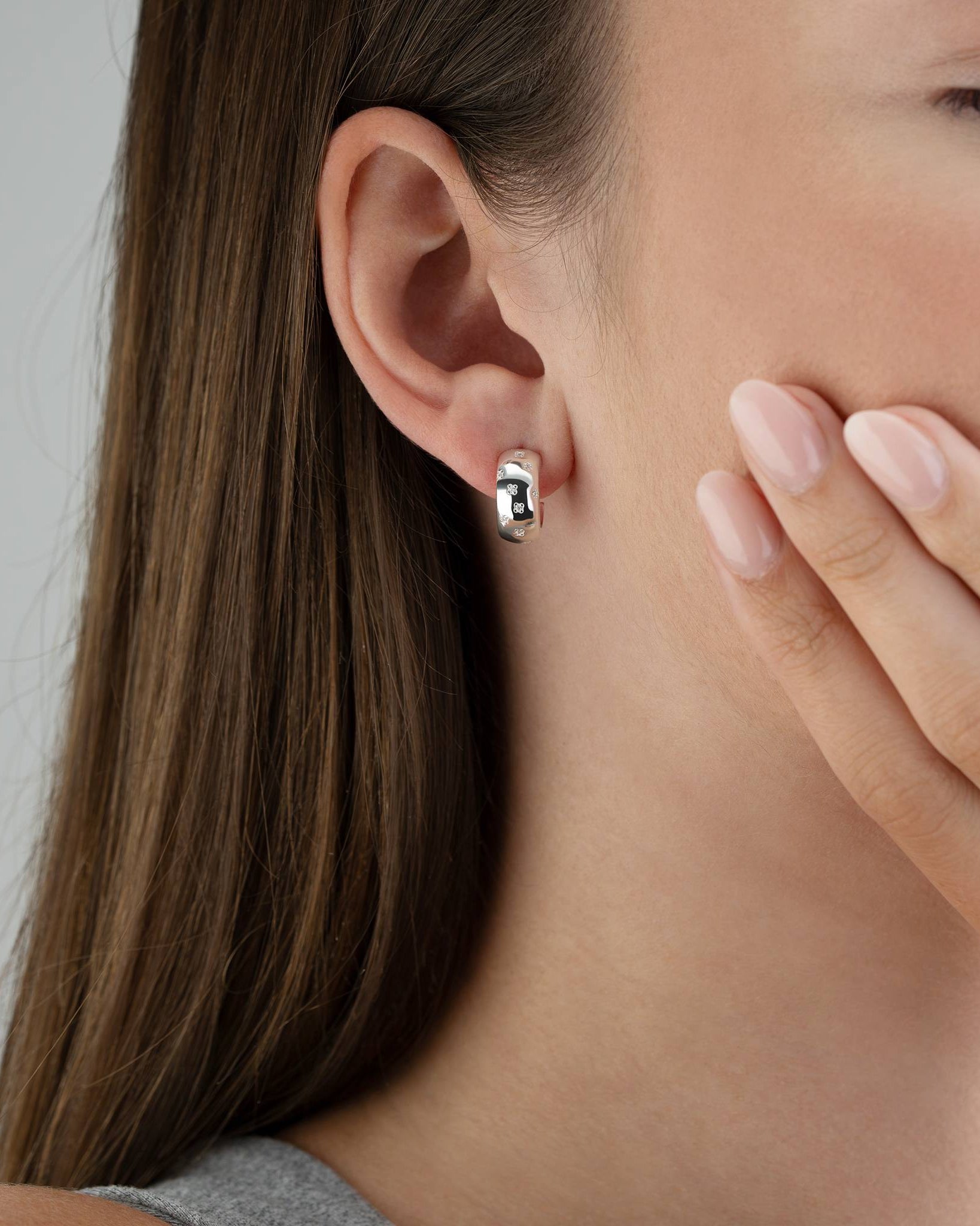 Silver Earrings Zirconia Star Hoop Earrings HBD Cubic Zirconia Star Hoop Earrings – Elegant Polished Hoops with Celestial Detail