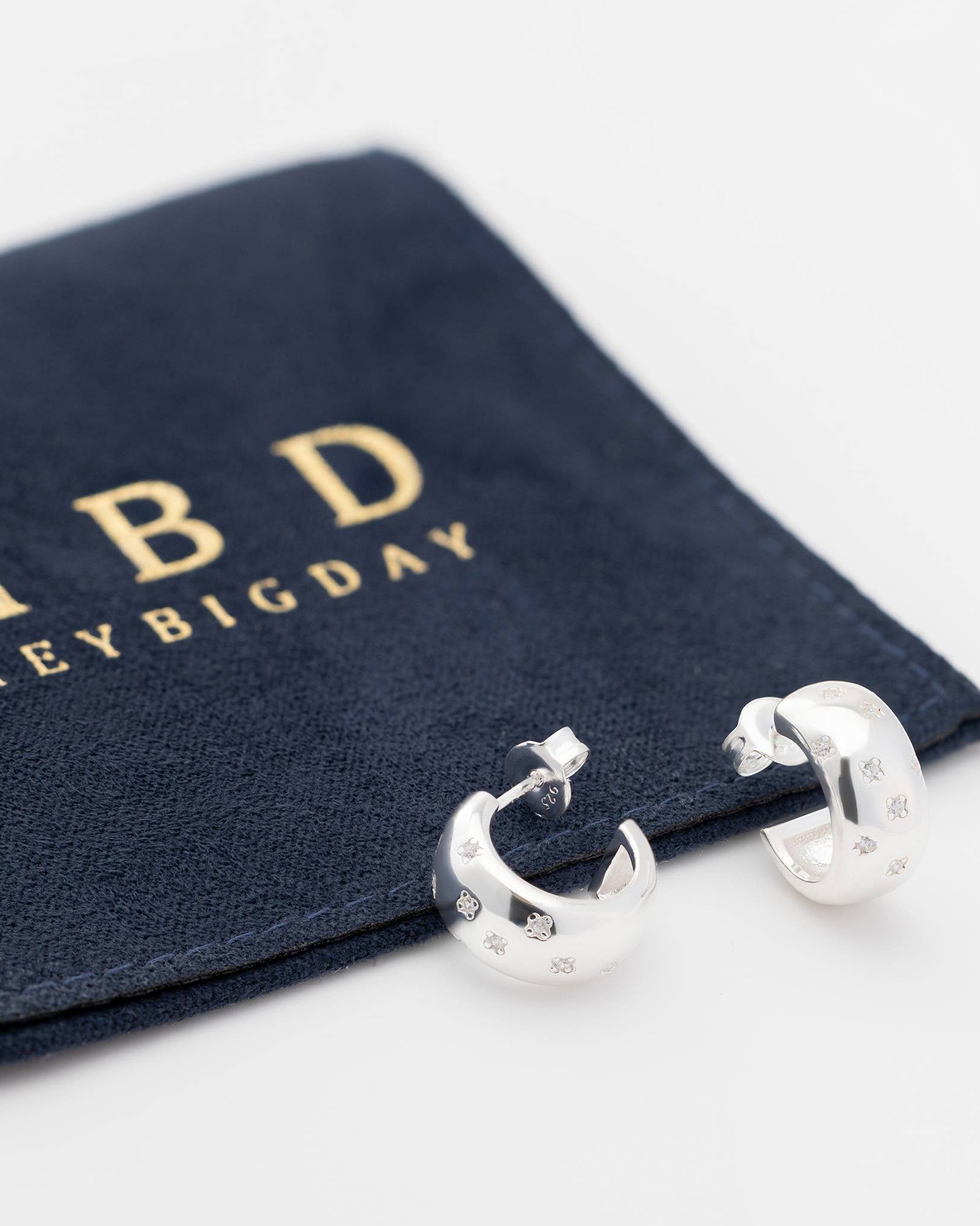 Silver Earrings Zirconia Star Hoop Earrings HBD Cubic Zirconia Star Hoop Earrings – Elegant Polished Hoops with Celestial Detail