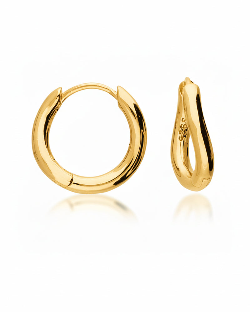17mm Soft Twist Huggie Earrings in Silver or Gold
