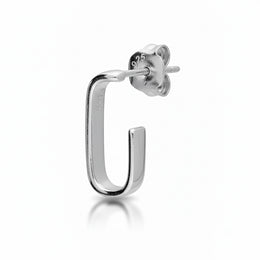 Square J Hoop Earrings in Gold or Silver – Minimalist Stud Hoops