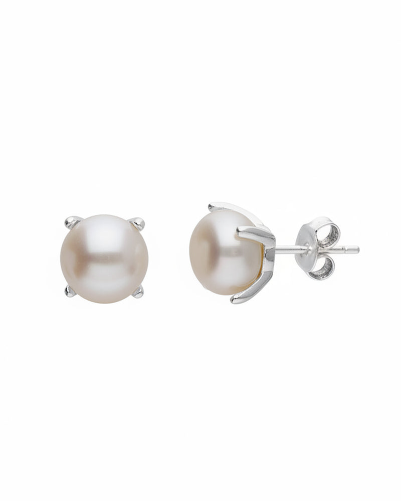 Sterling Silver Earrings Freshwater Pearl Stud Earrings HBD Freshwater Pearl Stud Earrings