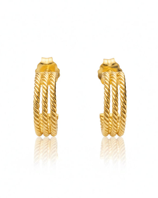 Sterling Silver Earrings Triple Twist Hoop Stud Earrings HBD Triple Twist Hoop Stud Earrings