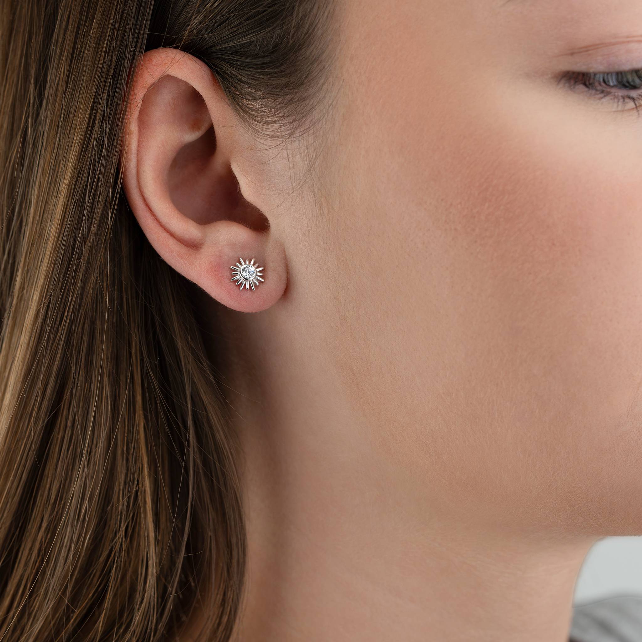 Earrings Sun Stud Earrings HBD Sterling Silver Sun Stud Earrings – Small Cubic Zirconia Sunshine Earrings