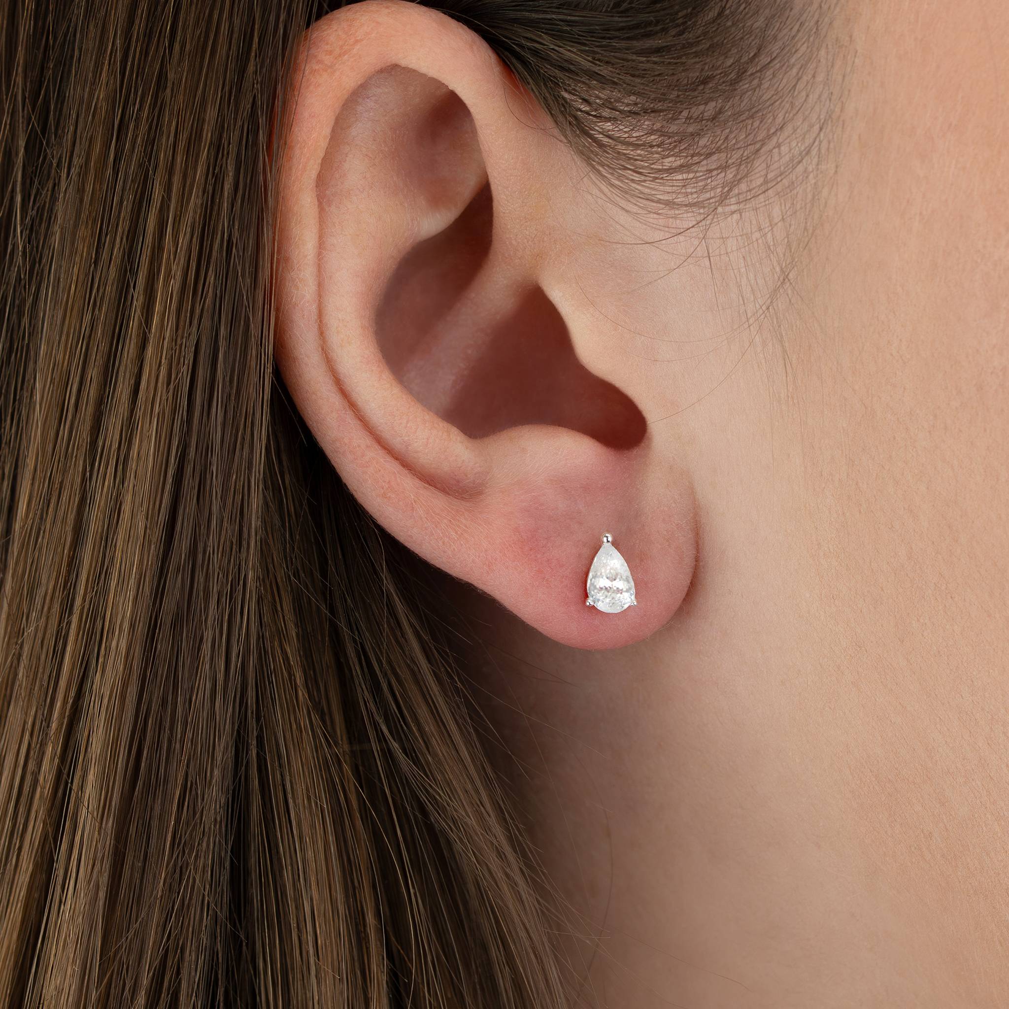 Earrings Teardrop Stud Earrings HBD Sterling Silver Pear-Cut Stud Earrings – Elegant Cubic Zirconia Teardrop Earrings for Women