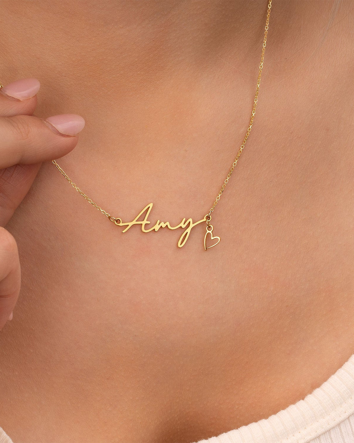 Necklace Amy Name Necklace HBD Amy Name Necklace in Gold or Silver – Amy Script Necklace with Charm Option
