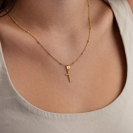 Cross Necklace in Gold or Silver - Dainty CZ Cross Pendant - 15" to 20" Chain