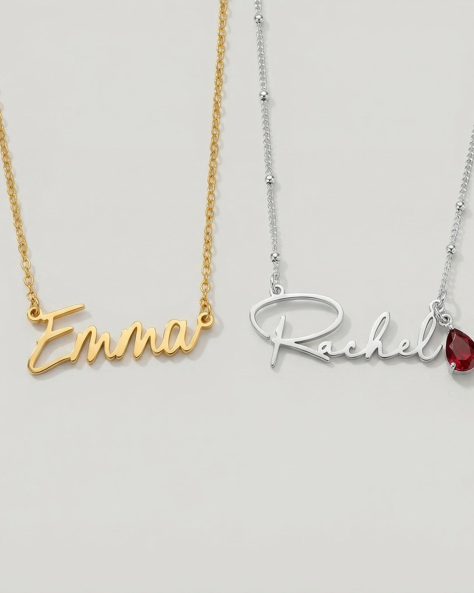 Necklace Custom Name Necklace – Gold, Silver & Vermeil HBD Custom Name Necklace – 9 Designs, 200+ Charms, 7 Lengths & 3 Chain Styles