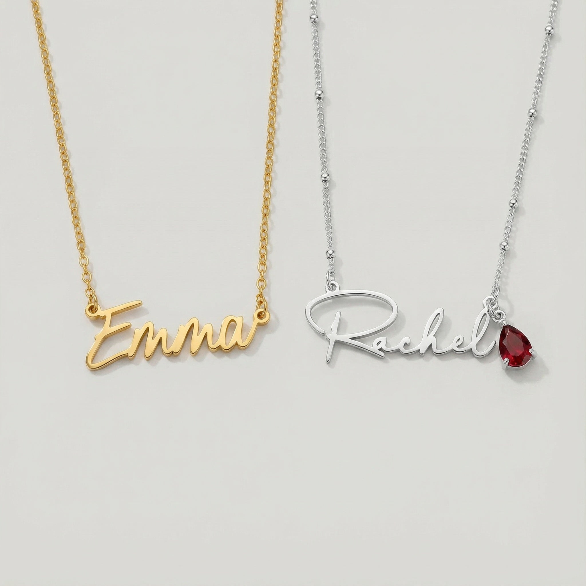 Necklace Custom Name Necklace – Gold, Silver & Vermeil HBD Custom Name Necklace – 9 Designs, 200+ Charms, 7 Lengths & 3 Chain Styles