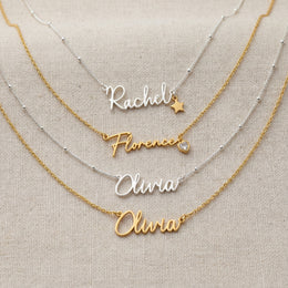 Custom Name Necklace – 9 Designs, 200+ Charms, 7 Lengths & 3 Chain Styles