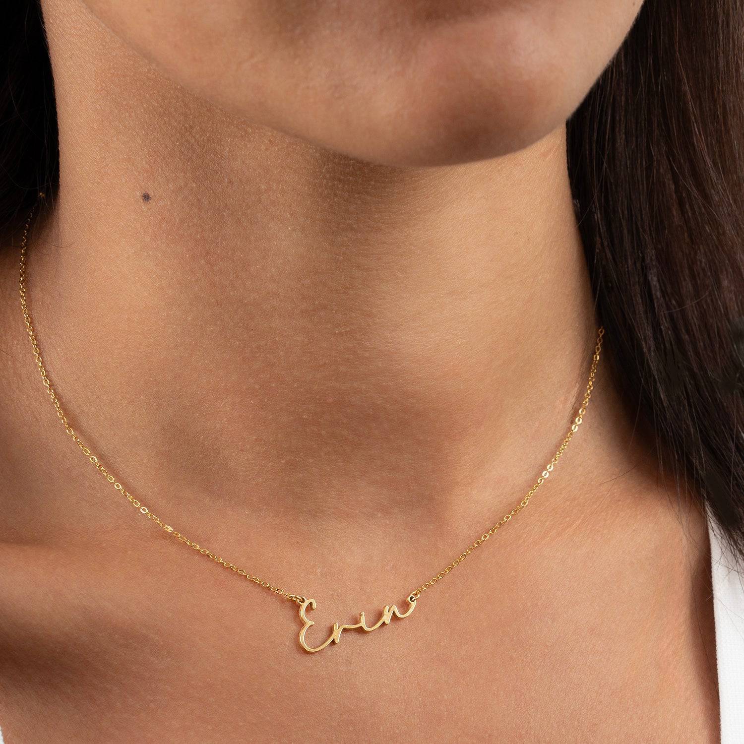 Necklace Erin Name Necklace HBD Erin Name Necklace in Gold or Silver – Erin Script Name Necklace