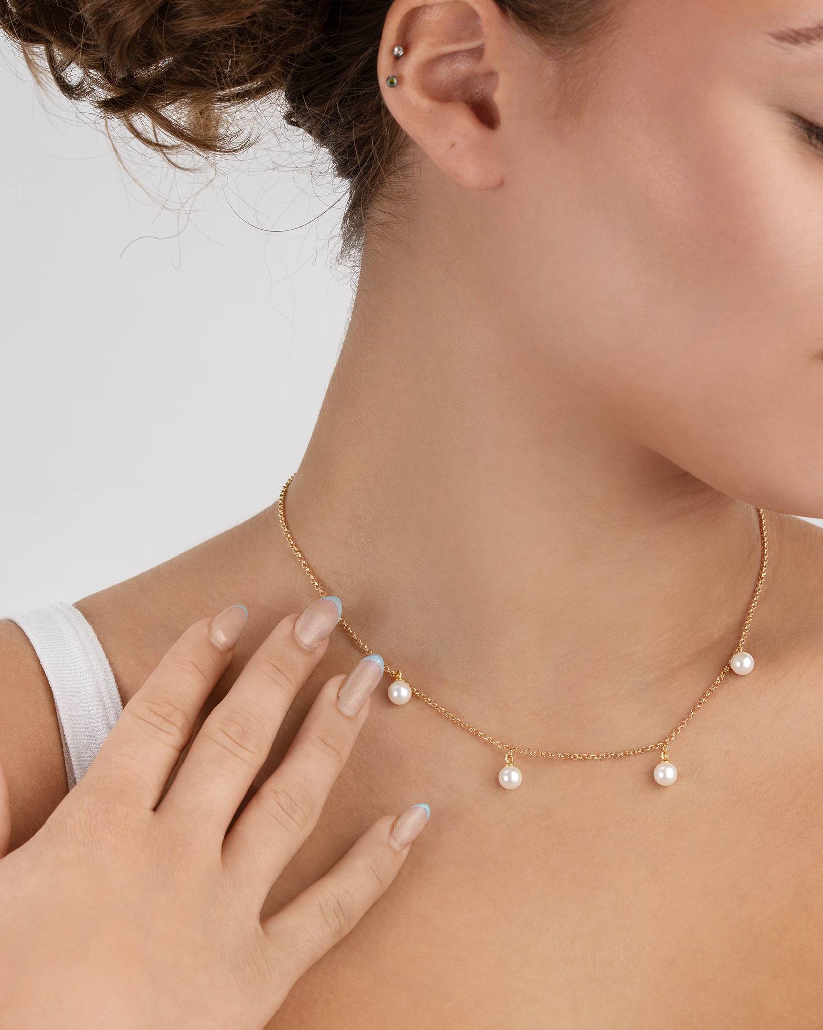 Necklace Freshwater Quad Pearl Drop Necklace HBD Quad Pearl Charm Necklace – Elegant Freshwater Pearl Jewellery