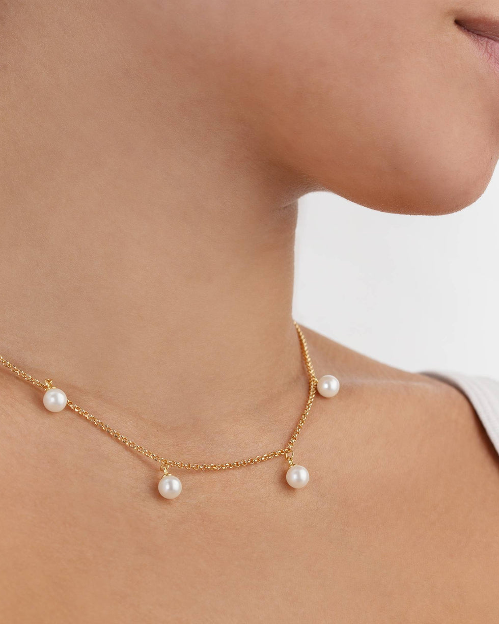 Quad Pearl Charm Necklace – Elegant Freshwater Pearl Jewellery