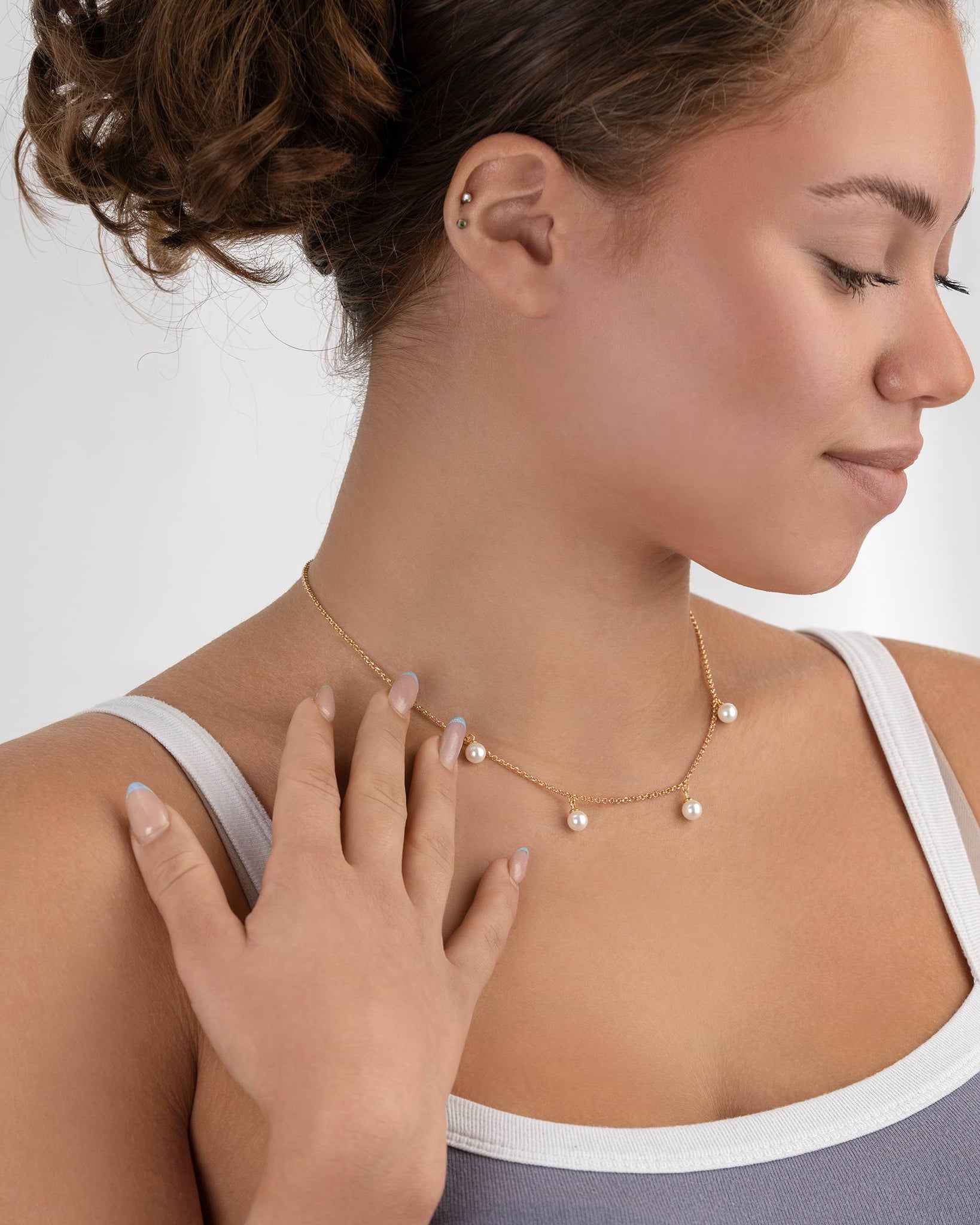 Necklace Freshwater Quad Pearl Drop Necklace HBD Quad Pearl Charm Necklace – Elegant Freshwater Pearl Jewellery