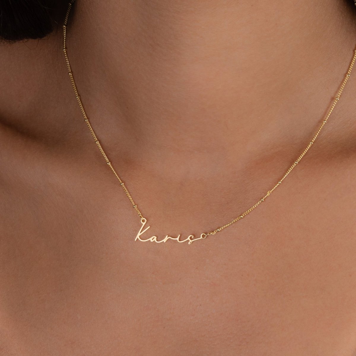 Necklace Karis Name Necklace HBD Karis Name Necklace in Gold or Silver – Personalised Script Name Necklace