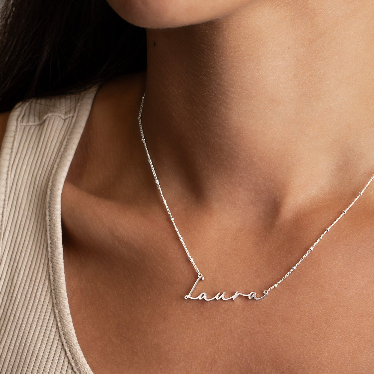 Laura Name Necklace | 18ct Gold, Silver & Vermeil | Ready to Ship