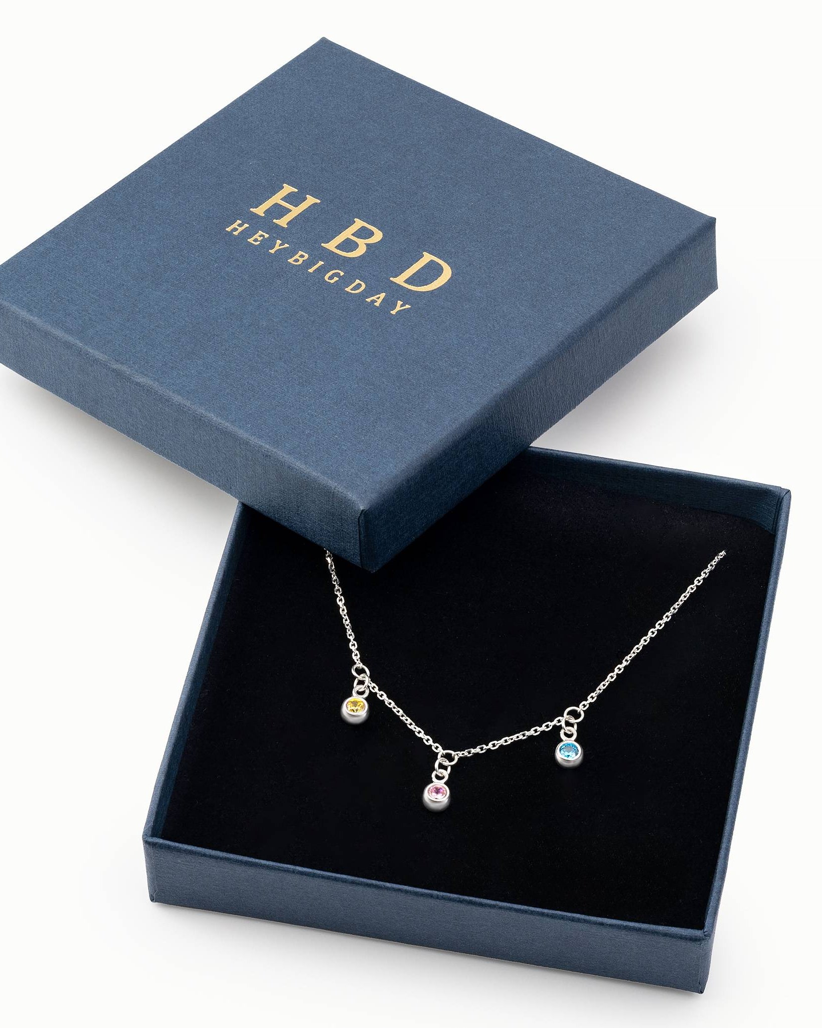 Necklace Multi Birthstone & Initial Necklace HBD Multi Birthstone Necklace - Add 1-8 Initials or Birthstones - Family Necklace