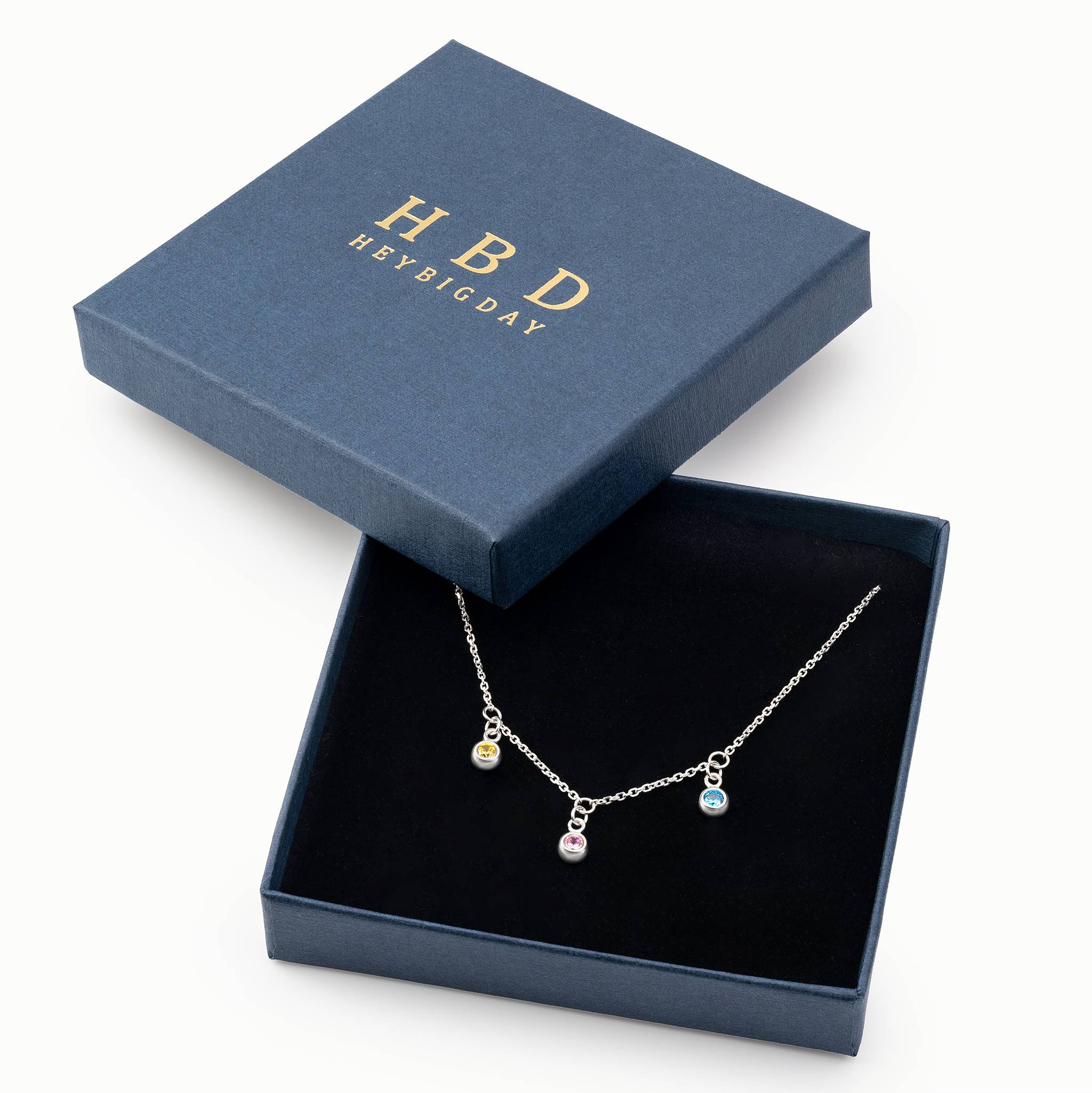 Necklace Multi Birthstone & Initial Necklace HBD Multi Birthstone Necklace - Add 1-8 Initials or Birthstones - Family Necklace