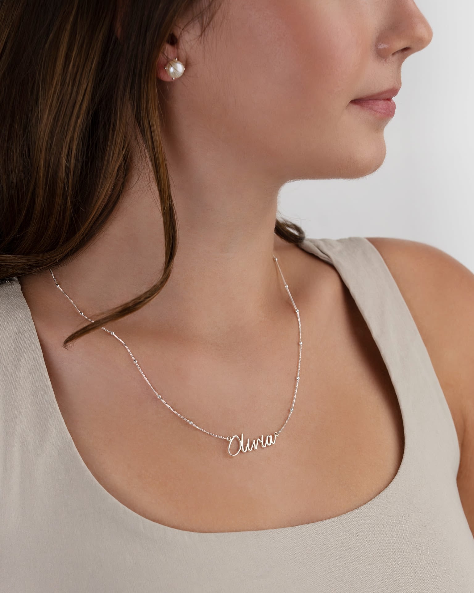 Solid Silver / Style 1 / 18" Inches Necklace Custom Name Necklace – Gold, Silver & Vermeil HBD Custom Name Necklace – 9 Designs, 200+ Charms, 7 Lengths & 3 Chain Styles