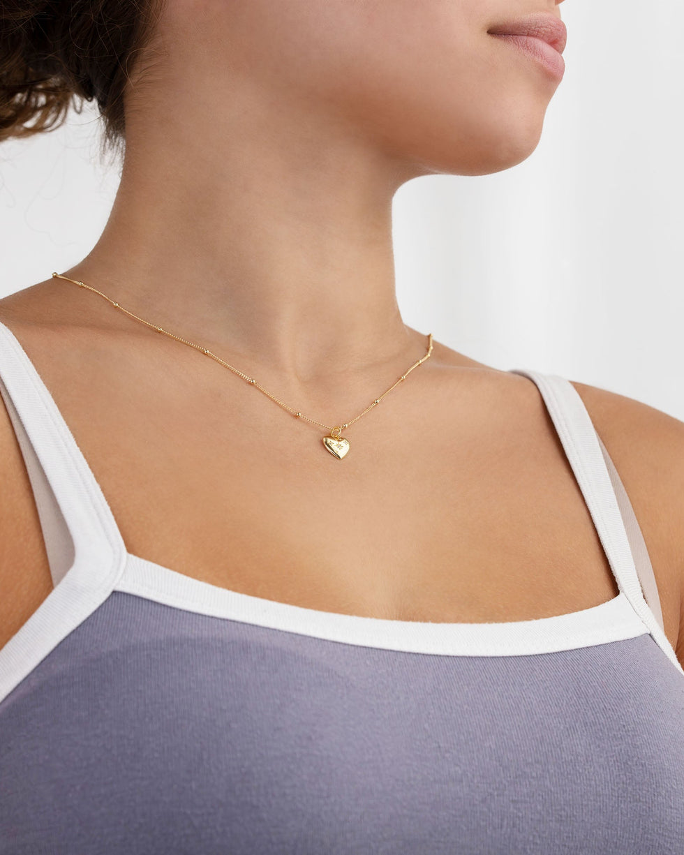 Star-Set Cubic Zirconia Heart Necklace – 18ct Gold or Sterling Silver