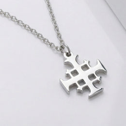 Jerusalem Cross Necklace in Gold or Silver – Cross Potent Pendant Necklace