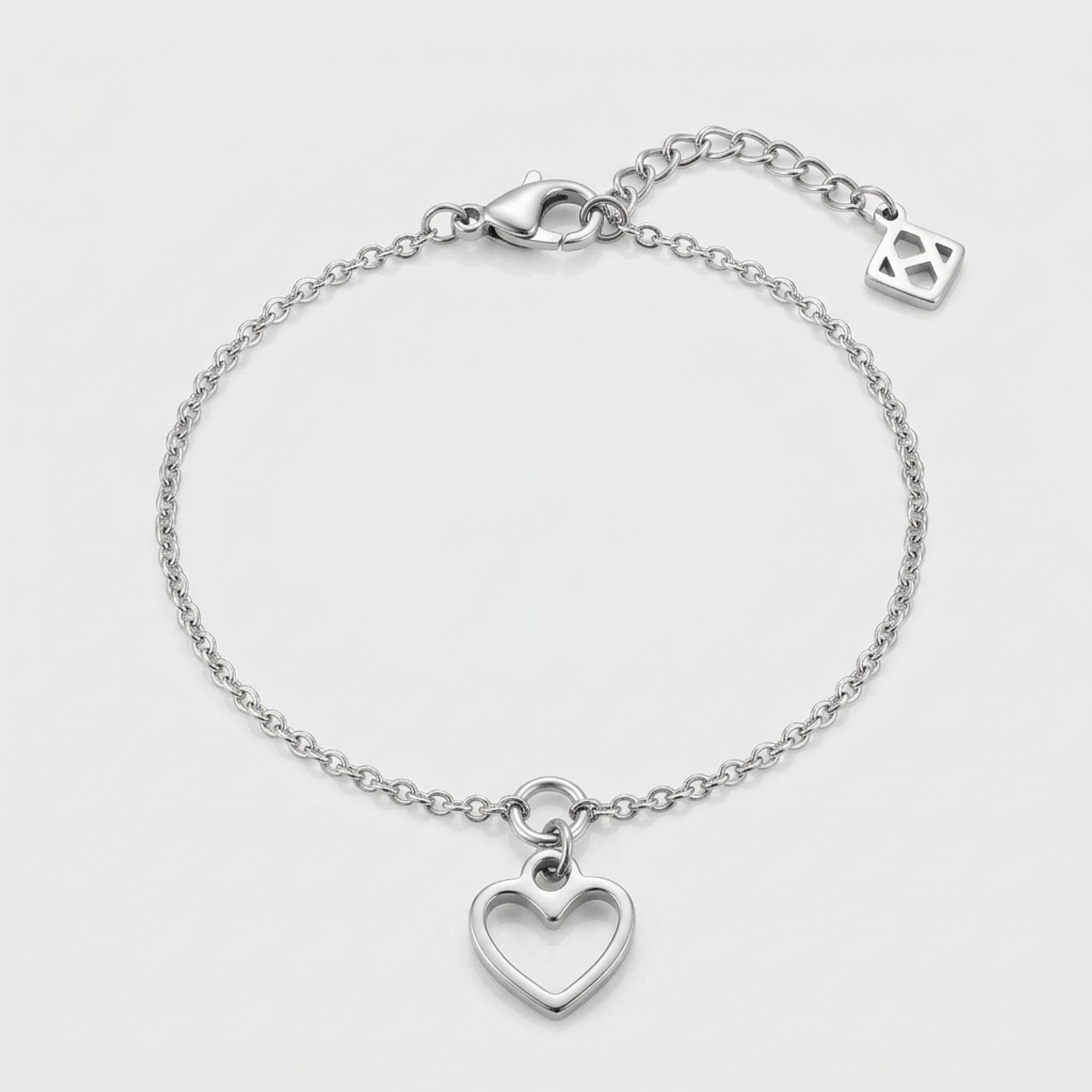 Collier et bracelet à breloque cœur