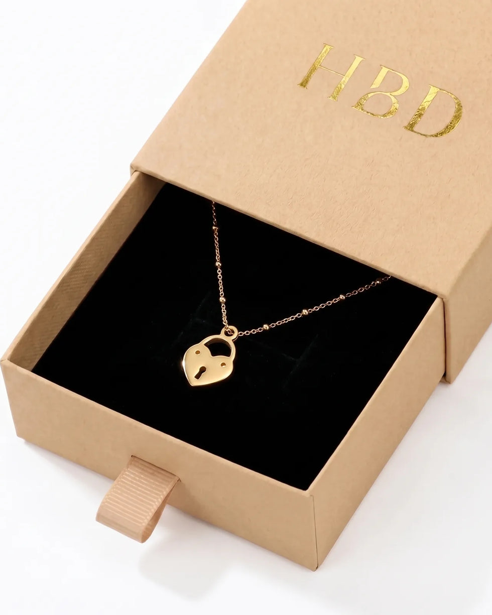 Heart Love Lock Charm Necklace & Bracelet