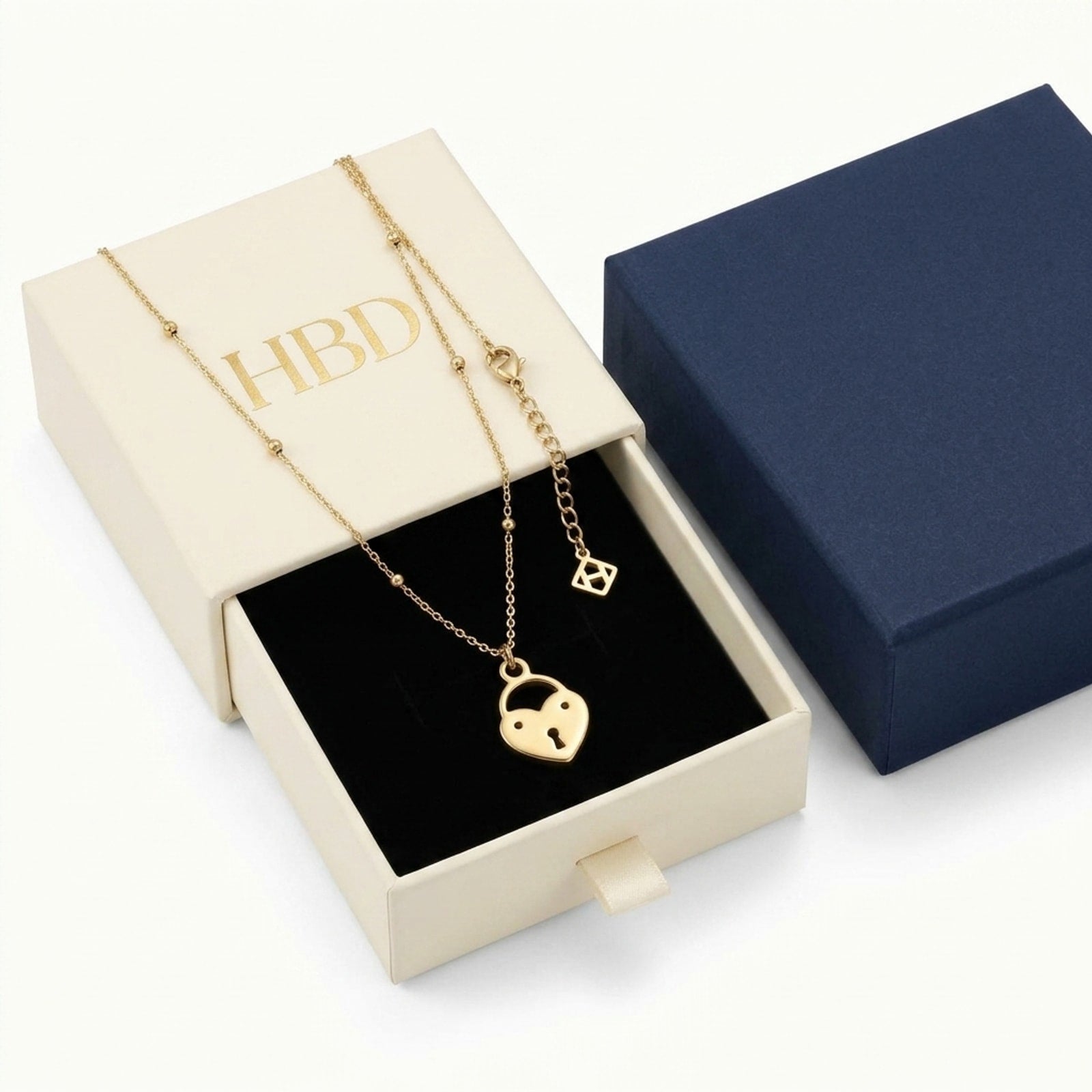 Heart Love Lock Charm Necklace & Bracelet
