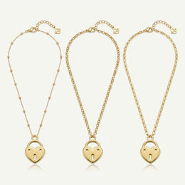 Heart Love Lock Charm Necklace & Bracelet