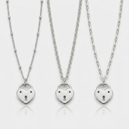 Heart Love Lock Charm Necklace & Bracelet