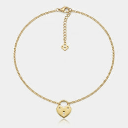 Heart Love Lock Charm Necklace & Bracelet