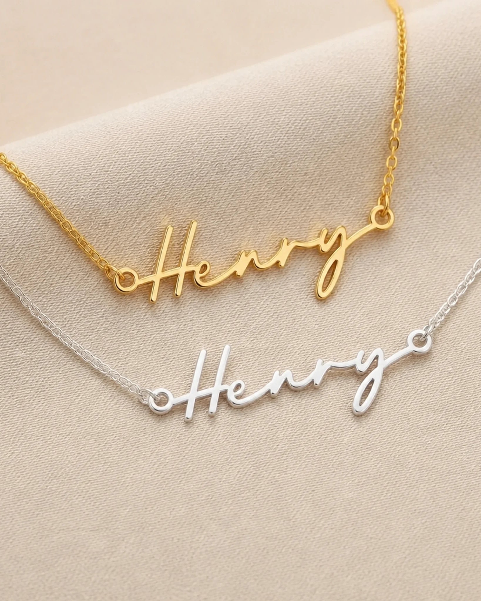 Henry Name Necklace | 18ct Gold, Silver & Vermeil | Ready to Ship