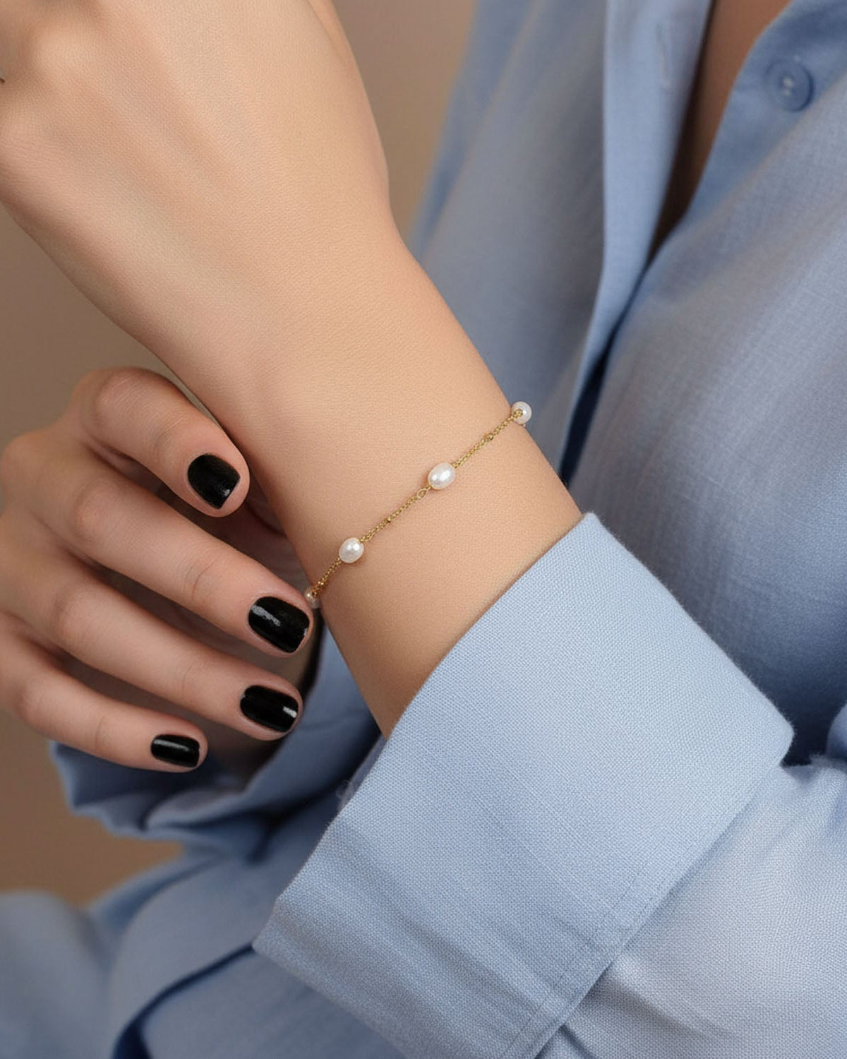 Bracelet Freshwater Pearl Beaded Bracelet HBD Freshwater Pearl Beaded Bracelet in 14ct Gold or Sterling Silver