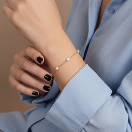 Freshwater Pearl Beaded Bracelet in 14ct Gold or Sterling Silver