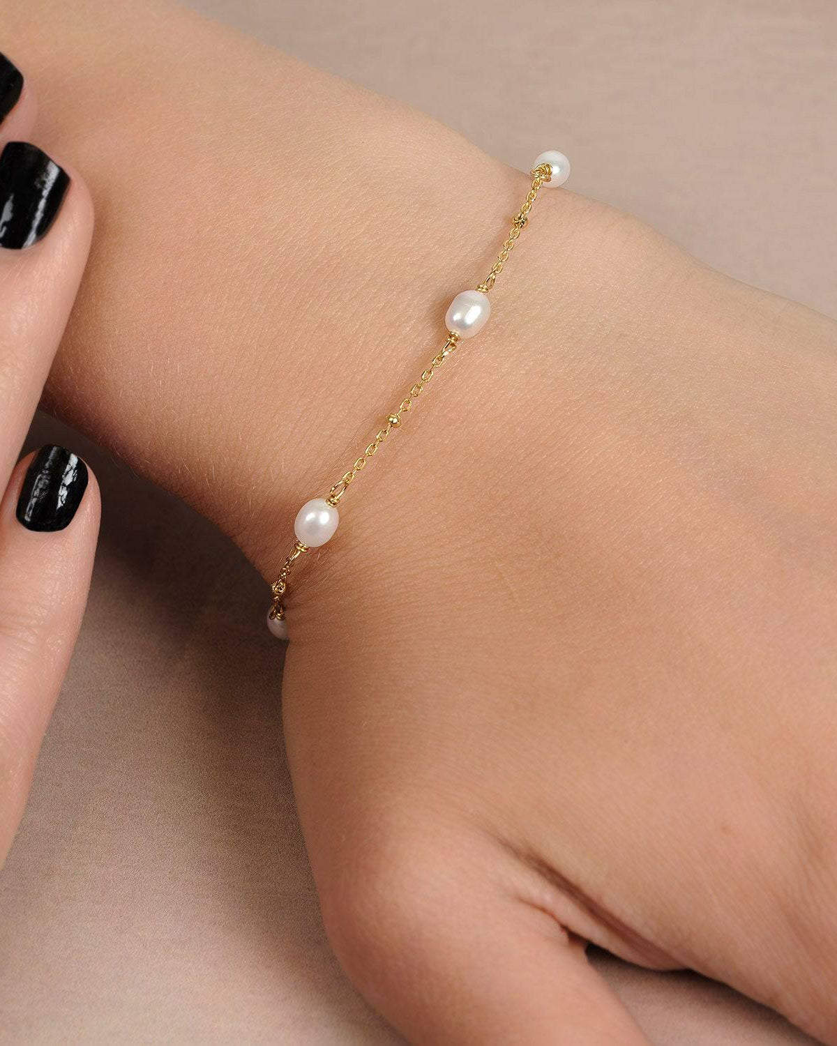 Bracelet Freshwater Pearl Beaded Bracelet HBD Freshwater Pearl Beaded Bracelet in 14ct Gold or Sterling Silver
