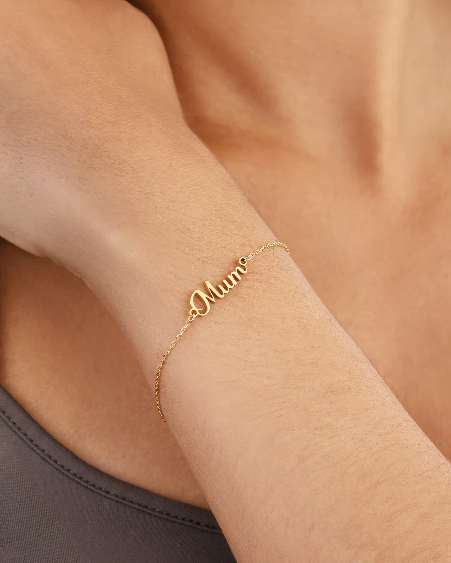 Bracelet Personalised Name Bracelet HBD Personalised Name Bracelet in Gold, Silver or Vermeil – Adjustable Custom Bracelet
