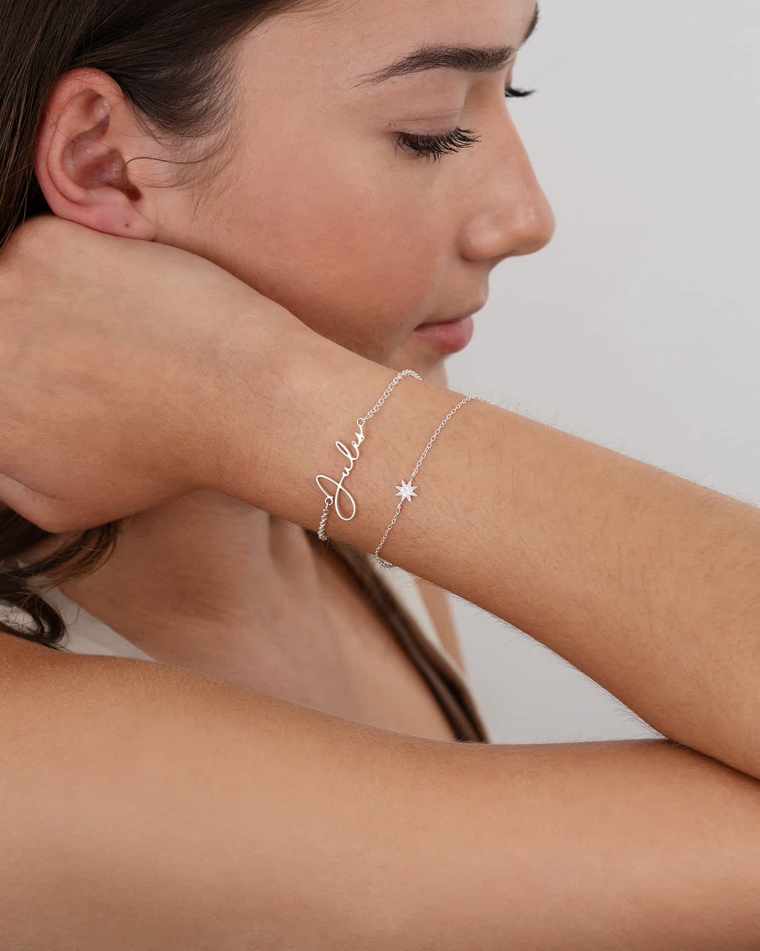 Bracelet Personalised Name Bracelet HBD Personalised Name Bracelet in Gold, Silver or Vermeil – Adjustable Custom Bracelet