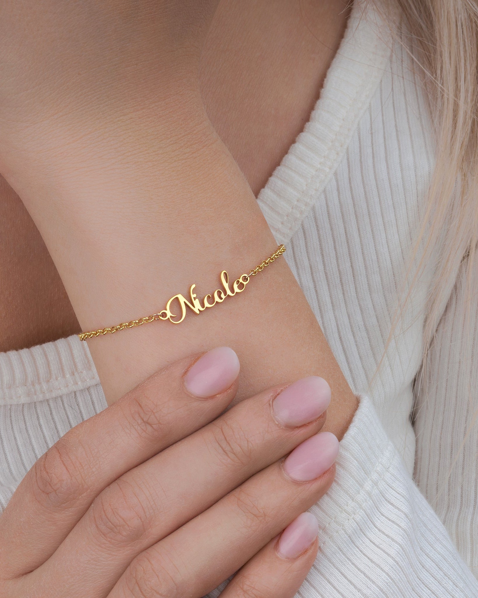 Bracelet Personalised Name Bracelet HBD Personalised Name Bracelet in Gold or Silver – Custom Bracelet Gift for Her - Font3